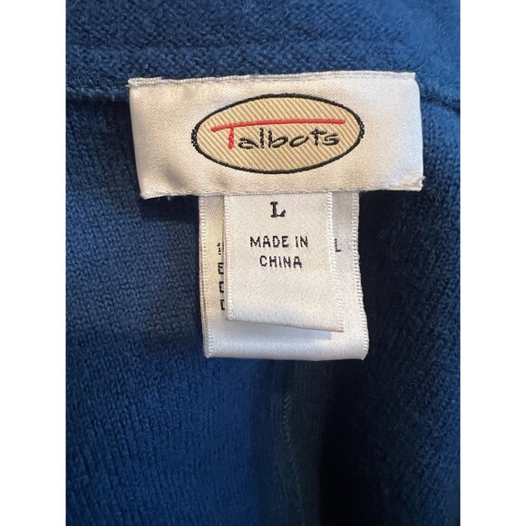 Vintage Talbots Royal Blue Merino Wool Blazer Coat Velvet Trim Size Large - Picture 5 of 8